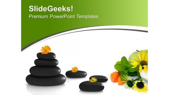 Stones And Flowers Health Spa Theme PowerPoint Templates Ppt Backgrounds For Slides 0613