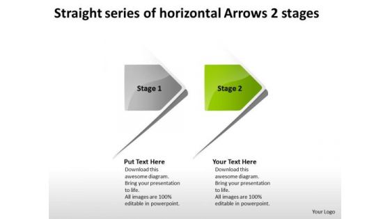 Straight Series Of Horizontal Arrows 2 Stages Ppt Tech Support Business PowerPoint Templates