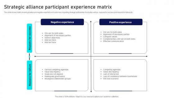 Strategic Alliance Participant Experience Matrix Formats Pdf Strategic Alliance Participant Experience Matrix Formats Pdf