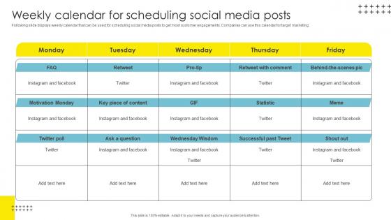 Strategic Brand Management Weekly Calendar For Scheduling Portrait Pdf