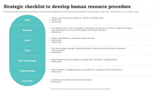 Strategic Checklist To Develop Human Resource Procedure Information Pdf