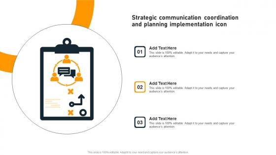 Strategic Communication Coordination And Planning Implementation Icon Demonstration Pdf