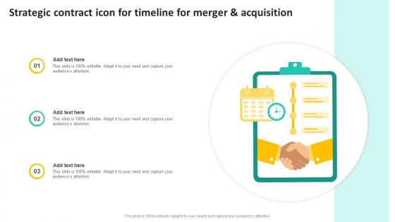Strategic Contract Icon For Timeline For Merger And Acquisition Pictures Pdf