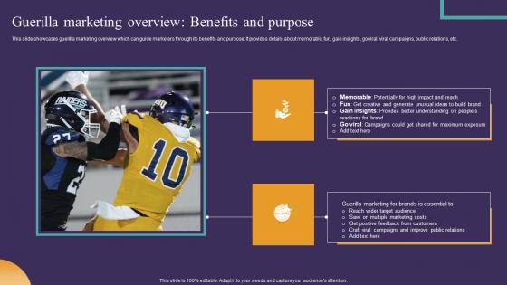 Strategic Guide To Attract Guerilla Marketing Overview Benefits And Purpose Brochure Pdf