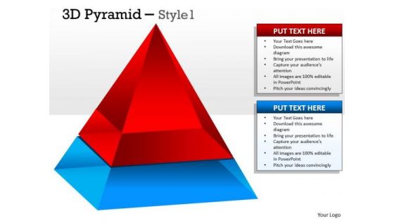 Strategic Management 2 Staged 3d Pyramid Sales Diagram