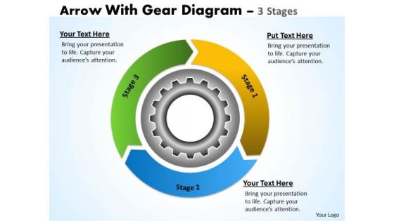 Strategic Management 3 Stages Gear Mechanism With Circular Arrows Consulting Diagram