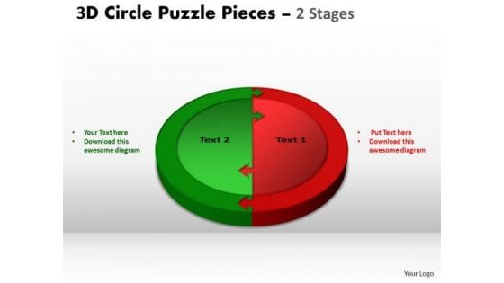 Strategic Management 3d Circle Puzzle Diagram 2 Stages Business Cycle Diagram