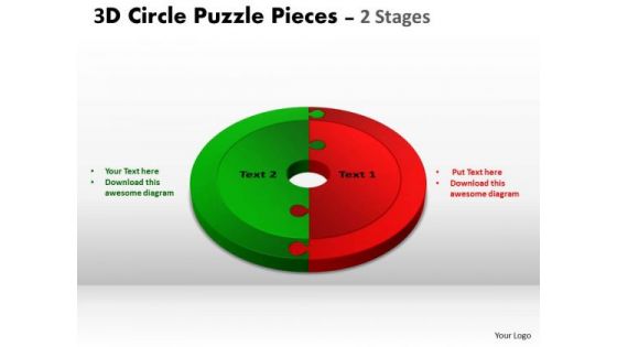 Strategic Management 3d Circle Puzzle Diagram 2 Stages Slide Layout Strategy Diagram