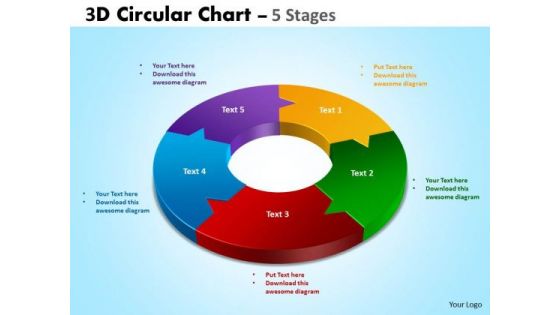 Strategic Management 3d Circular Chart 5 Stages Sales Diagram