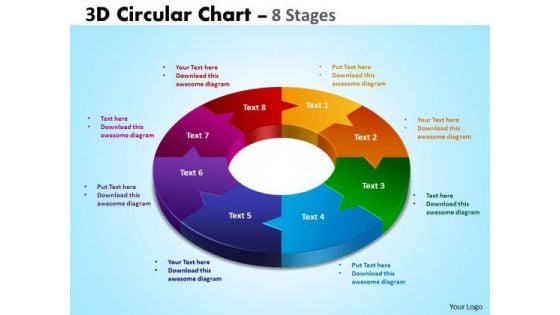 Strategic Management 3d Circular Chart 8 Stages Business Diagram