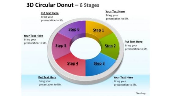 Strategic Management 3d Circular Donut 6 Stages Circular Business Diagram