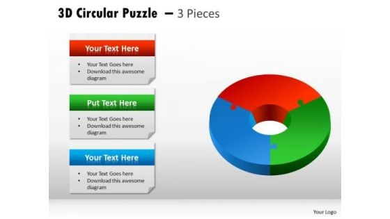 Strategic Management 3d Circular Puzzle 3 Pieces Diagram Sales Diagram