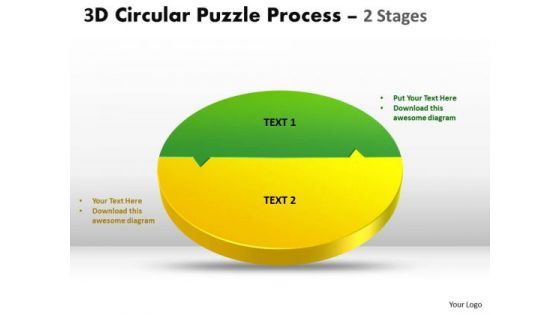 Strategic Management 3d Circular Puzzle Process 2 Stages Style Templates Marketing Diagram