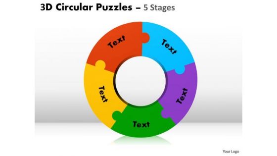 Strategic Management 3d Circular Puzzles 5 Stages Sales Diagram