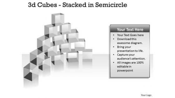 Strategic Management 3d Cubes Stacked In Semicircle Business Diagram