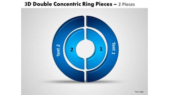 Strategic Management 3d Double Concentric Rings Pieces 6 Sales Diagram