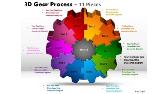 Strategic Management 3d Gear 11 Pieces Style Sales Diagram