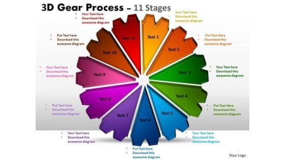 Strategic Management 3d Gear Process 11 Stages Style Strategy Diagram