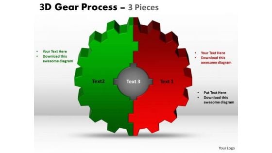 Strategic Management 3d Gear Process 3 Pieces Consulting Diagram