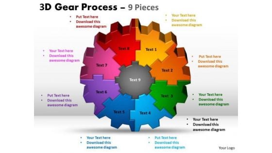 Strategic Management 3d Gear Process Sales Diagram