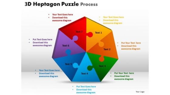 Strategic Management 3d Heptagon Puzzle Process Business Cycle Diagram