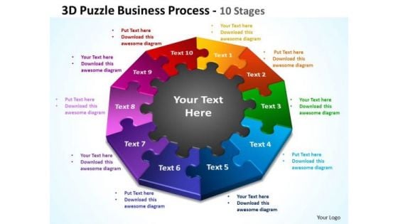 Strategic Management 3d Puzzle Business Process 10 Stages Marketing Diagram