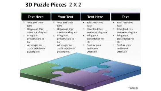 Strategic Management 3d Puzzle Pieces 2x2 Business Diagram