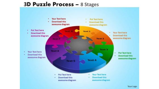 Strategic Management 3d Puzzle Process Diagram 8 Stages Sales Diagram