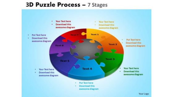 Strategic Management 3d Puzzle Process Diagram Ppt Templates 7 Stages Consulting Diagram