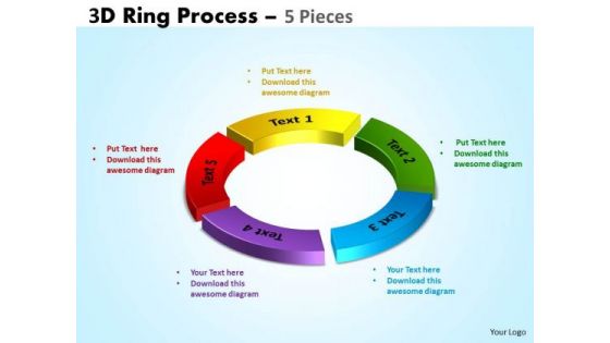 Strategic Management 3d Ring Process 5 Pieces Business Diagram