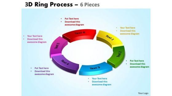 Strategic Management 3d Ring Process 6 Pieces Business Diagram