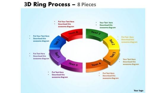 Strategic Management 3d Ring Process 8 Pieces Sales Diagram