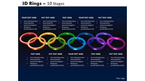 Strategic Management 3d Rings 10 Stages Business Diagram