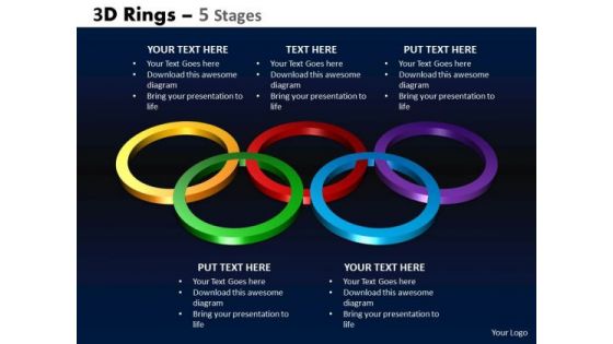 Strategic Management 3d Rings 5 Stages Business Diagram