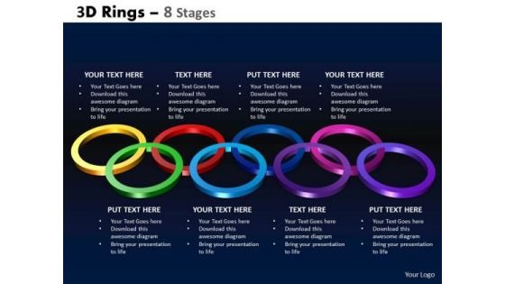 Strategic Management 3d Rings 8 Stages Business Diagram