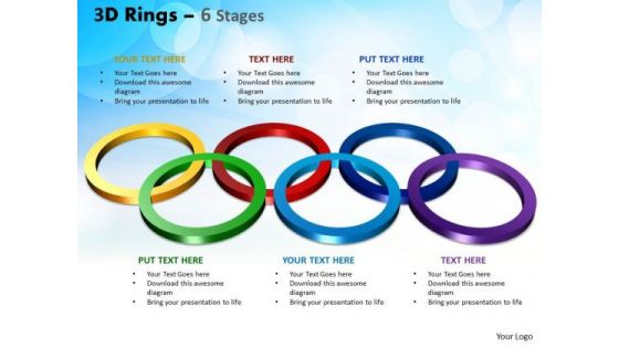 Strategic Management 3d Rings Six Stages Business Diagram