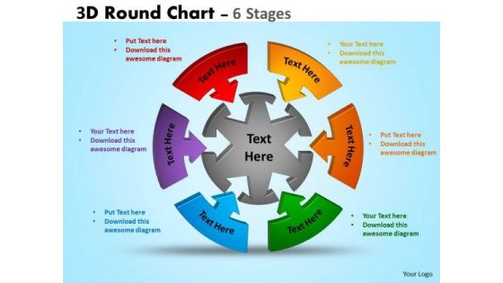 Strategic Management 3d Round Chart 6 Stages Marketing Diagram