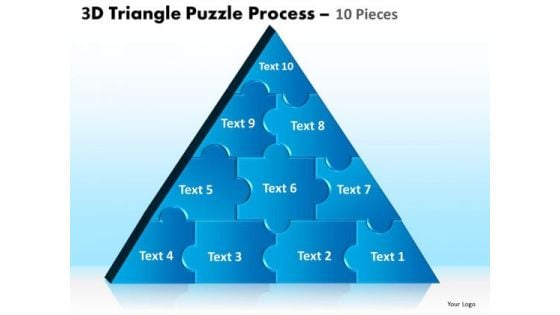 Strategic Management 3d Triangle Puzzle Process 10 Pieces Business Diagram