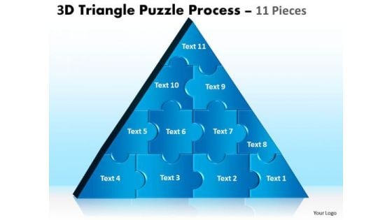 Strategic Management 3d Triangle Puzzle Process 11 Pieces Business Diagram