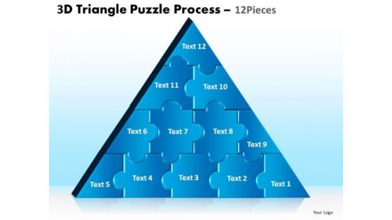 Strategic Management 3d Triangle Puzzle Process 12 Pieces Business Diagram