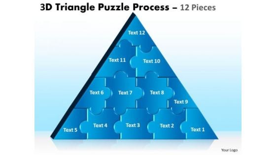 Strategic Management 3d Triangle Puzzle Process 12 Pieces Marketing Diagram