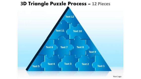 Strategic Management 3d Triangle Puzzle Process 12 Pieces Marketing Diagram