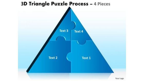 Strategic Management 3d Triangle Puzzle Process 4 Pieces Marketing Diagram