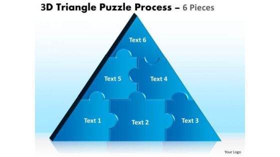 Strategic Management 3d Triangle Puzzle Process 6 Pieces Business Diagram