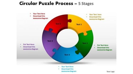 Strategic Management 5 Components Circular Puzzle Process Strategy Diagram