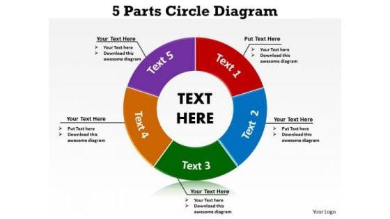 Strategic Management 5 Parts Circle Diagram Business Diagram