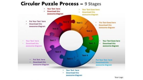 Strategic Management 9 Components Circular Flow Puzzle Process Sales Diagram