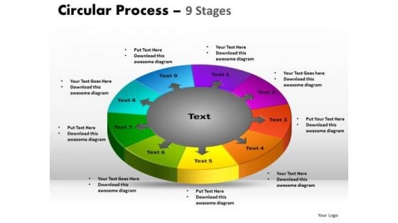 Strategic Management 9 Stages Circular Diagram Process Business Diagram