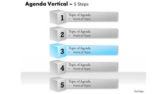 Strategic Management Agenda Vertical 5 Steps Sales Diagram