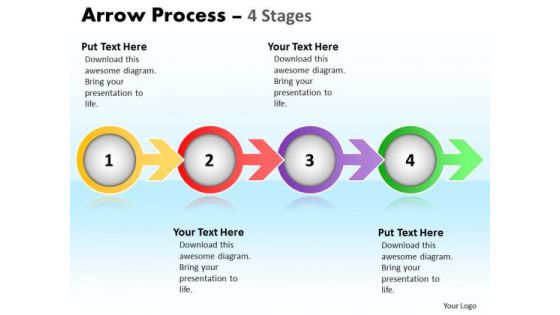 Strategic Management Arrow Process 4 Stages Business Cycle Diagram